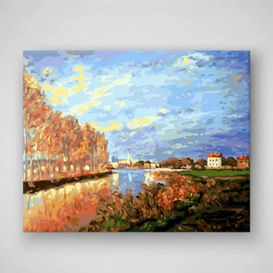 DOKYA DIY OIL PAINTING 40*50cm, Argenteuil, Seen from the Small Arm of the Seine